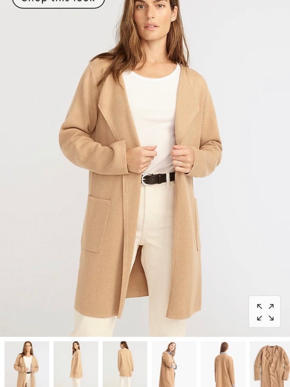 J Crew Camel Long Open-Front Cardigan Sweater